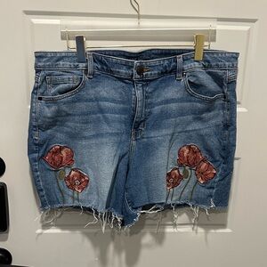 Lane Bryant Denim Shorts Floral Poppy